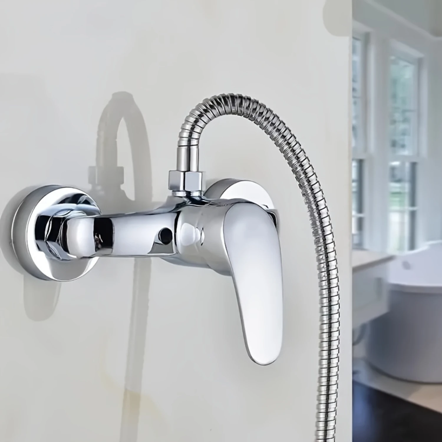 1pc Prince Shower With 304 Stainless Steel Plating Facing Upwards In The Bathroom, With A Hot And Cold Shower Head, A Bathroom B