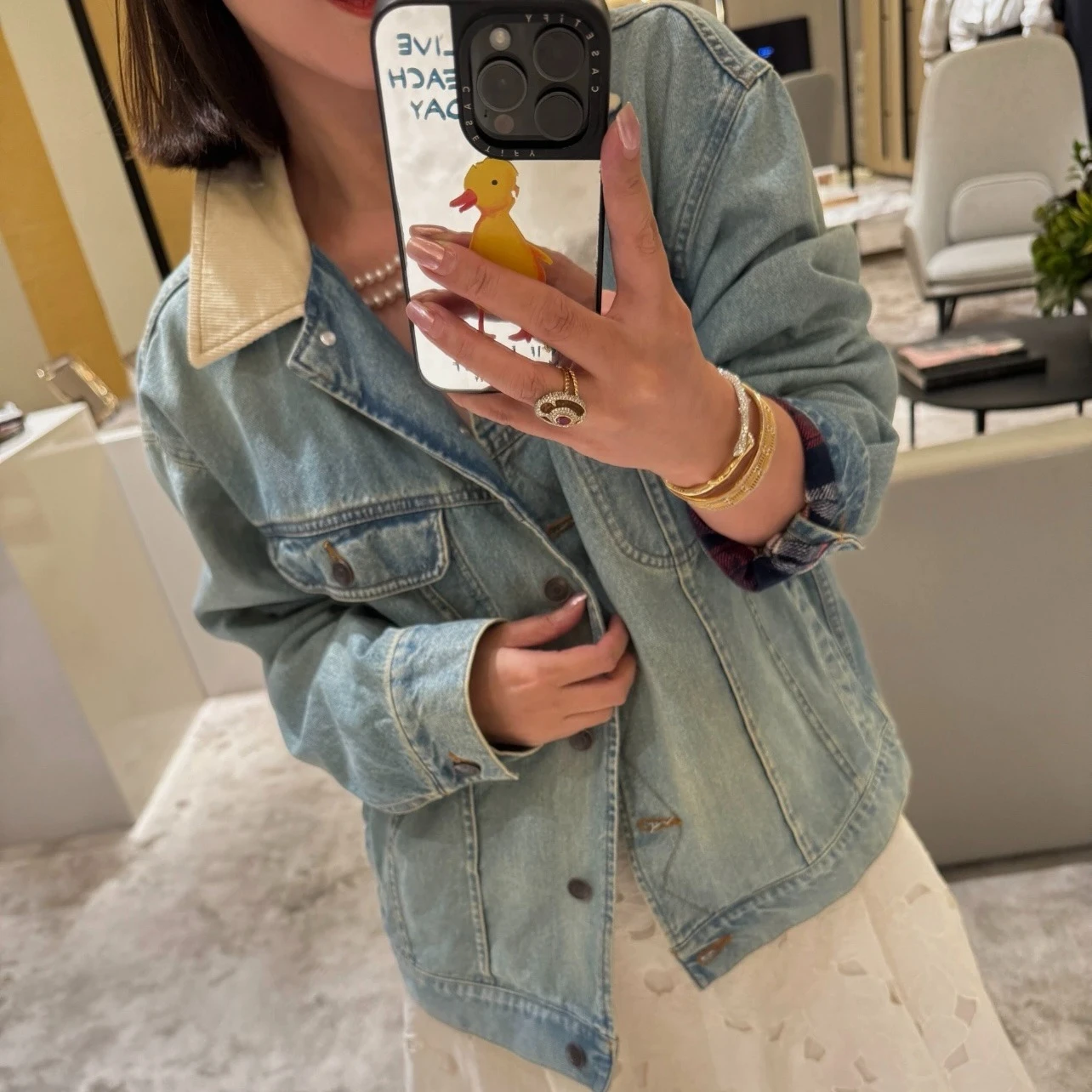 100% Cotton Loose Fit Denim Jacket Women Coat