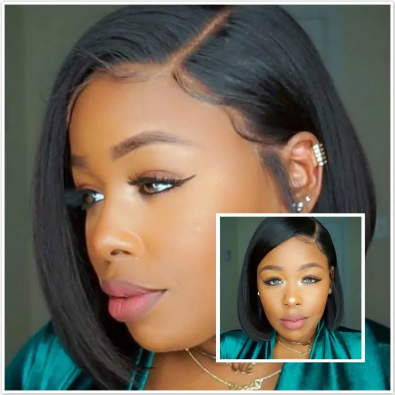 

Высокотемпературный парик из синтетического волокна с имитацией кожи головы, женский, короткий, с челкой, прямые волосы, синтетический головной убор