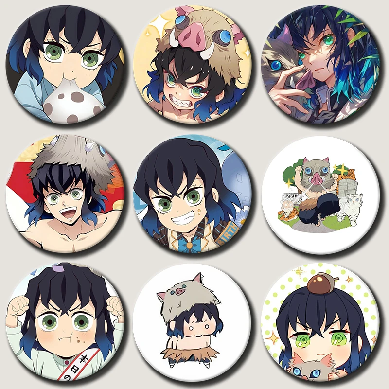 

58mm Anime Character Hashibira Inosuke Soft Button Pin Demon Cartoon Brooch Creative Badge for Backpack Clothes Decoration Gift