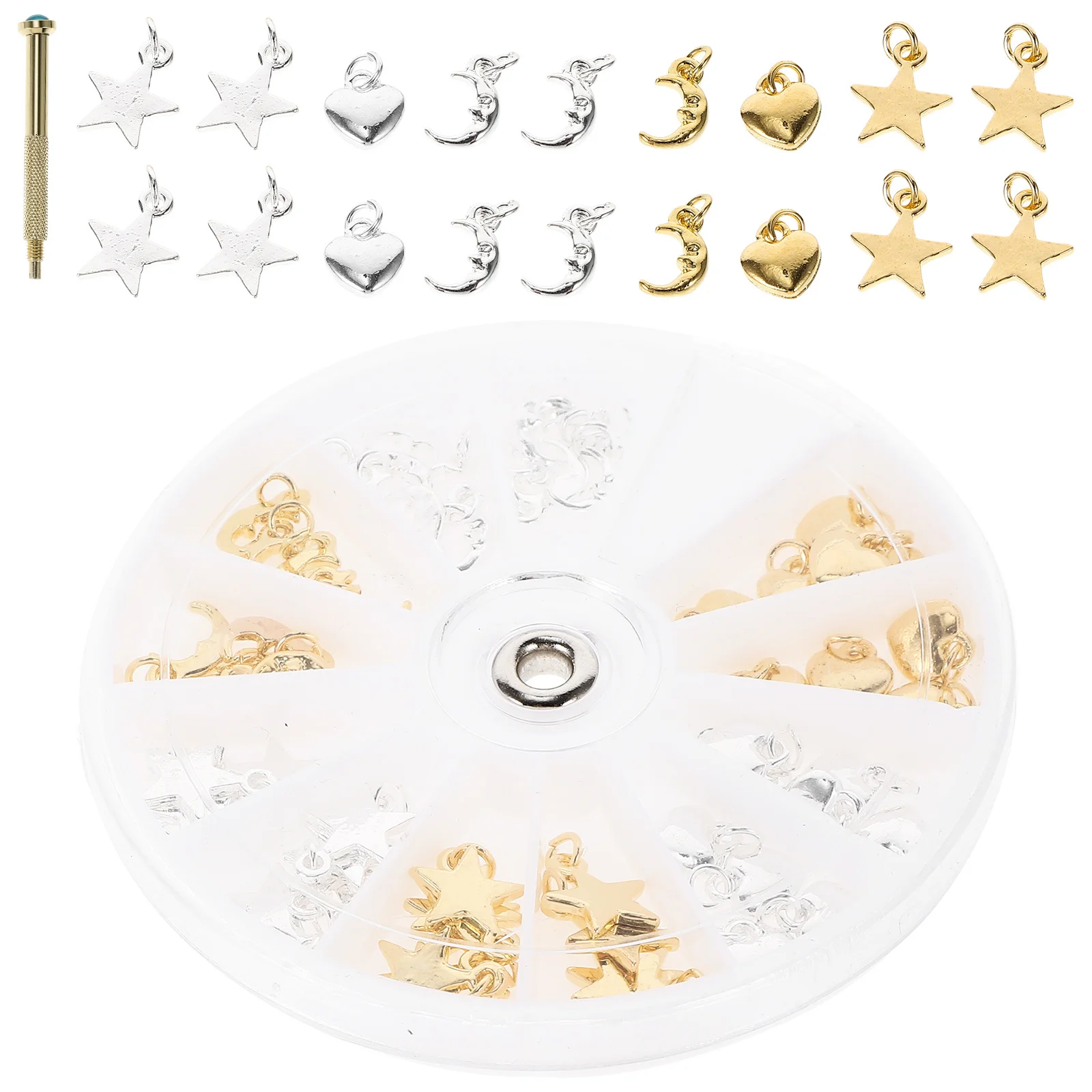 1 Juego de accesorios para herramientas de perforación de colgantes de uñas, abalorio DIY para manicura, decoración colgante para uñas, conjunto portátil, colgante para Piercing de manicura
