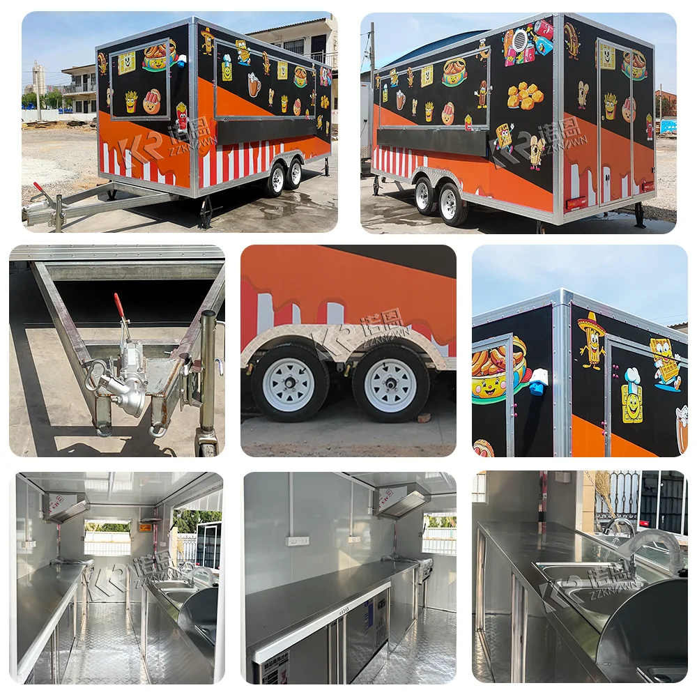 Hot Mobile Food Trailers Full Kitchen Food Truck Equipment Hot Dog Electric Mobile Food Trucks For Sale