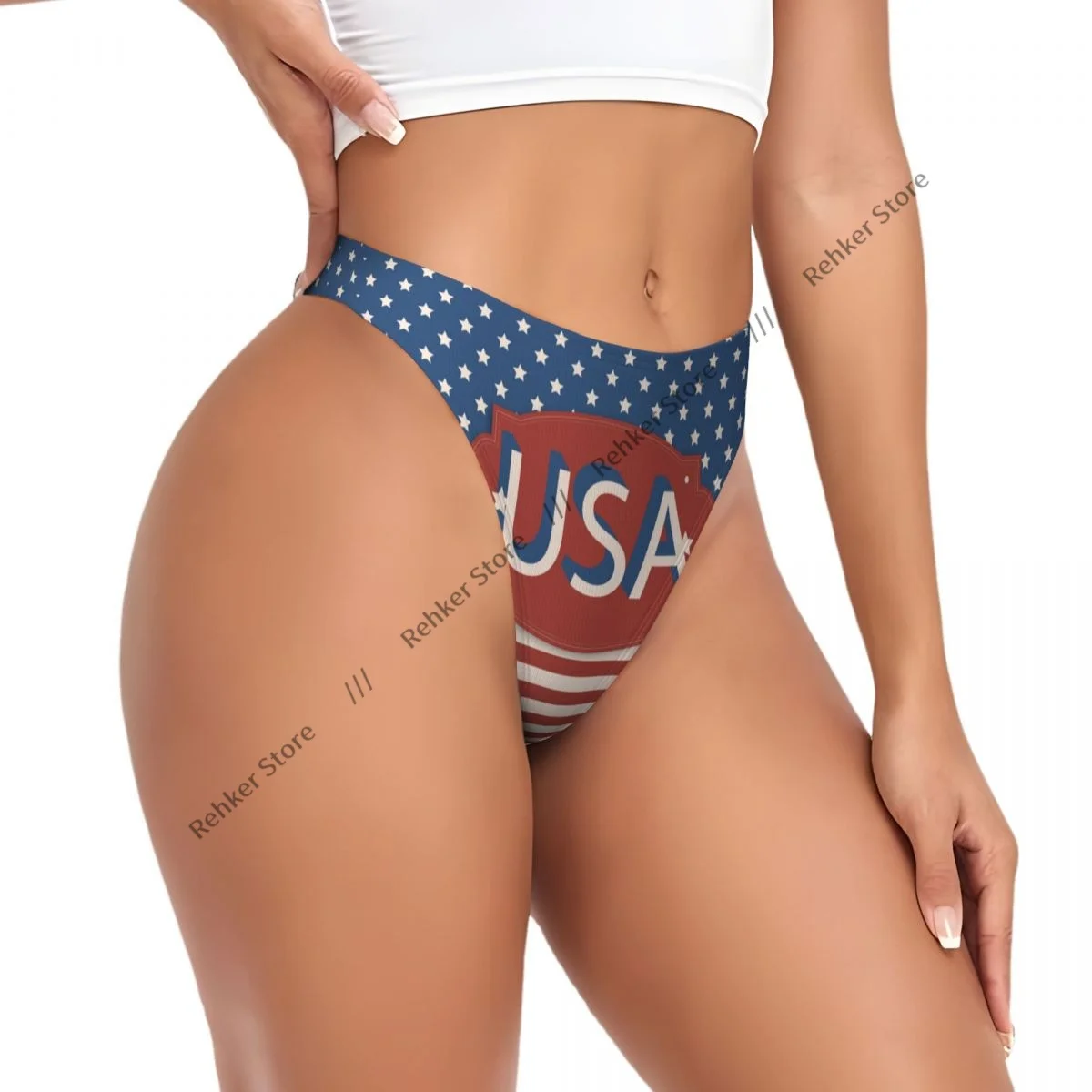 

Women's Panties USA Flag Vintage Label Underwear Sexy Thongs Lingerie G-Strings