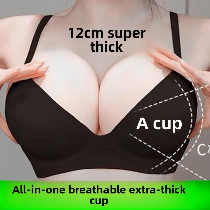 

Бесшовный бюстгальтер пуш-ап для женщин, 12 см, для небольшой груди, с подкладкой, без косточек, против провисания, чашка AB, для более пышного вида, удобный для повседневной носки, поддерживающий