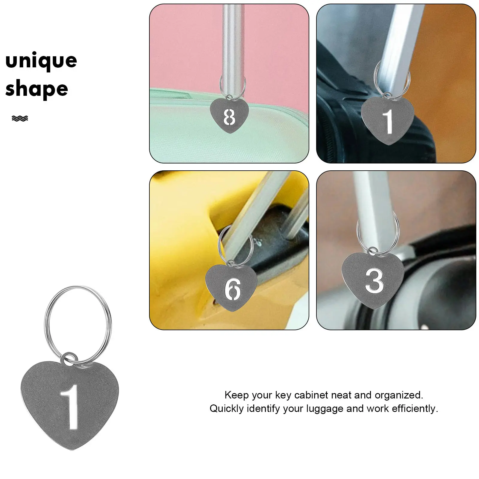 10Pcs Metal Numbered Key Tags Hanging Number Cards for Keys Luggage Lockers Id Labels Portable Key Identifier Tags DIY Number