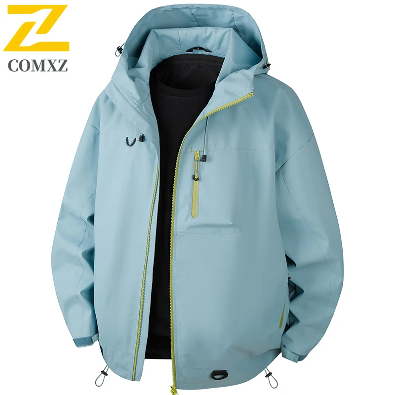 

Мужская куртка в корейском стиле, уличный водонепроницаемый износостойкий альпинистский костюм, ветровка с капюшоном на молнии на груди