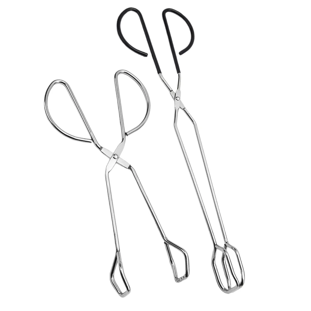 

2 Pcs Serving Tongs Stainless Steel BBQ Kitchen Tool Cake Bread Food Serving Tong Clips Practical Essential Party Supplies