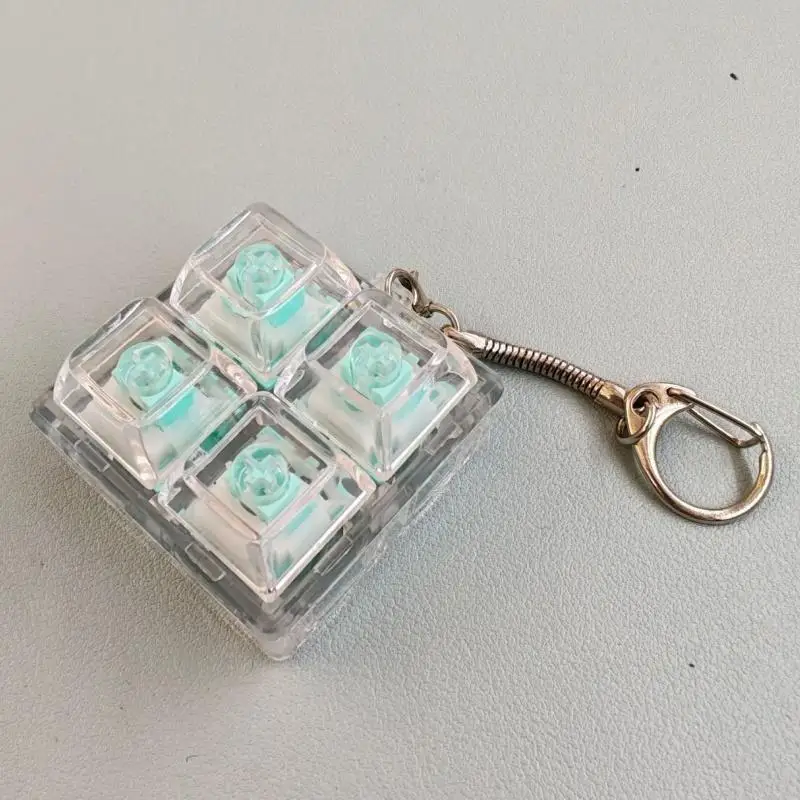 LED Keyboard Fidget Sensory Toy Crystal Keycap Keychain Portable Stress Relief Gadget for Halloween Christmas Gifts