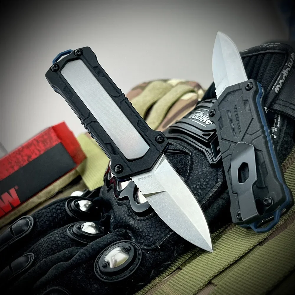 

EDC Tactical Folding Knife 1190 - Stonewashed Ultra-Sharp Blade Military Survival Gear Nylon Fiber Handle Outdoor Camping Tools