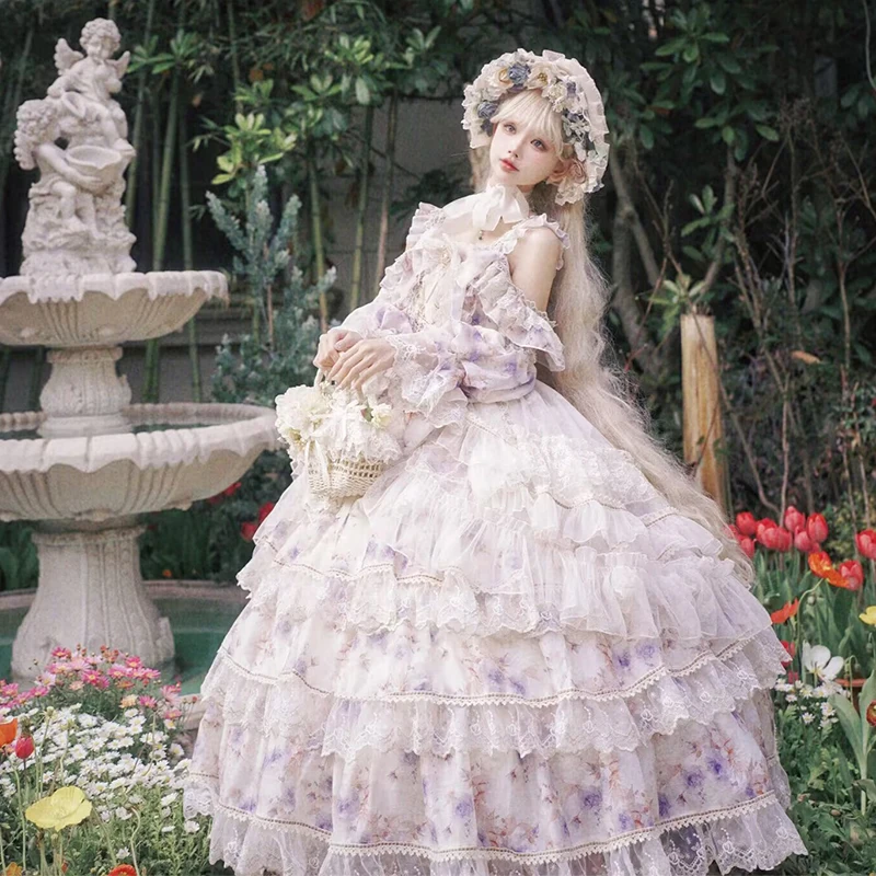 Christmas cos Lolita gorgeous flowers marry original 【 Rose Letter 】 Lolita Princess dress Girl Chiffon lo dress