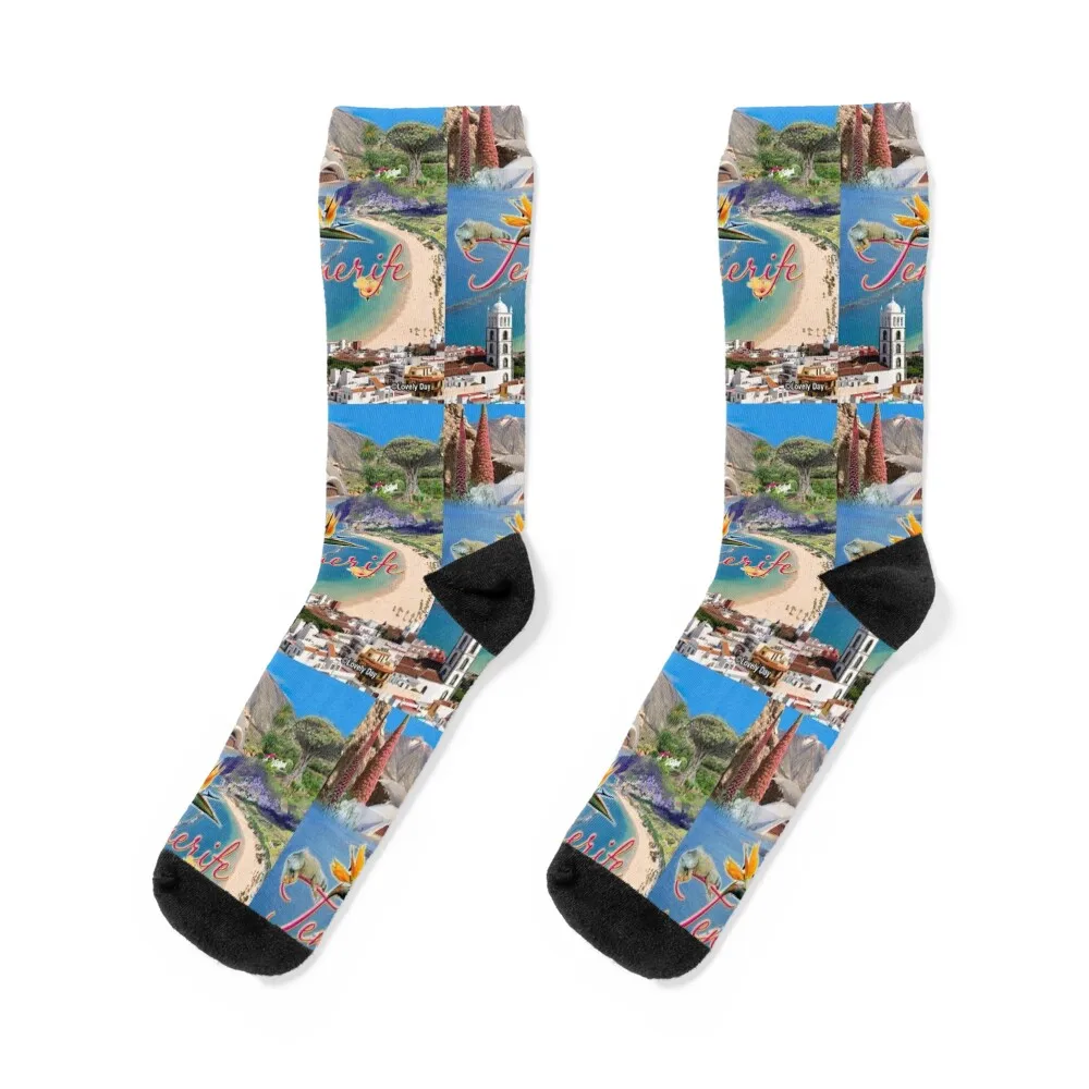 

Tenerife Playa Famous Lovely Day Design Socks football Antiskid soccer hiking funny sock Mens Socks Women's