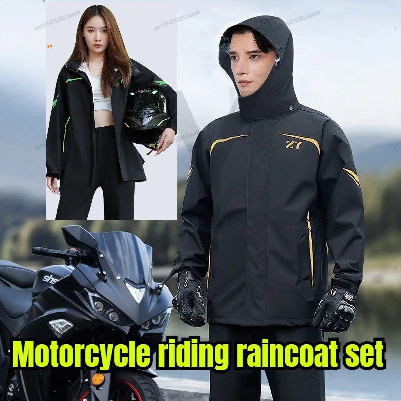 

2025 New Motorcycle Raincoat Jacket Men Windproof Split Rain Coat Waterproof Motorcyclist Women Raincoat with Shoe Cover M-3XL