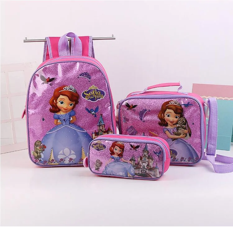 3pcs Disney Kids Schoolbag Pencil Case Shoulder Bag Set Spiderman Elsa Sofia Kindergarten Boy Girl Backpack School Supplies Gift