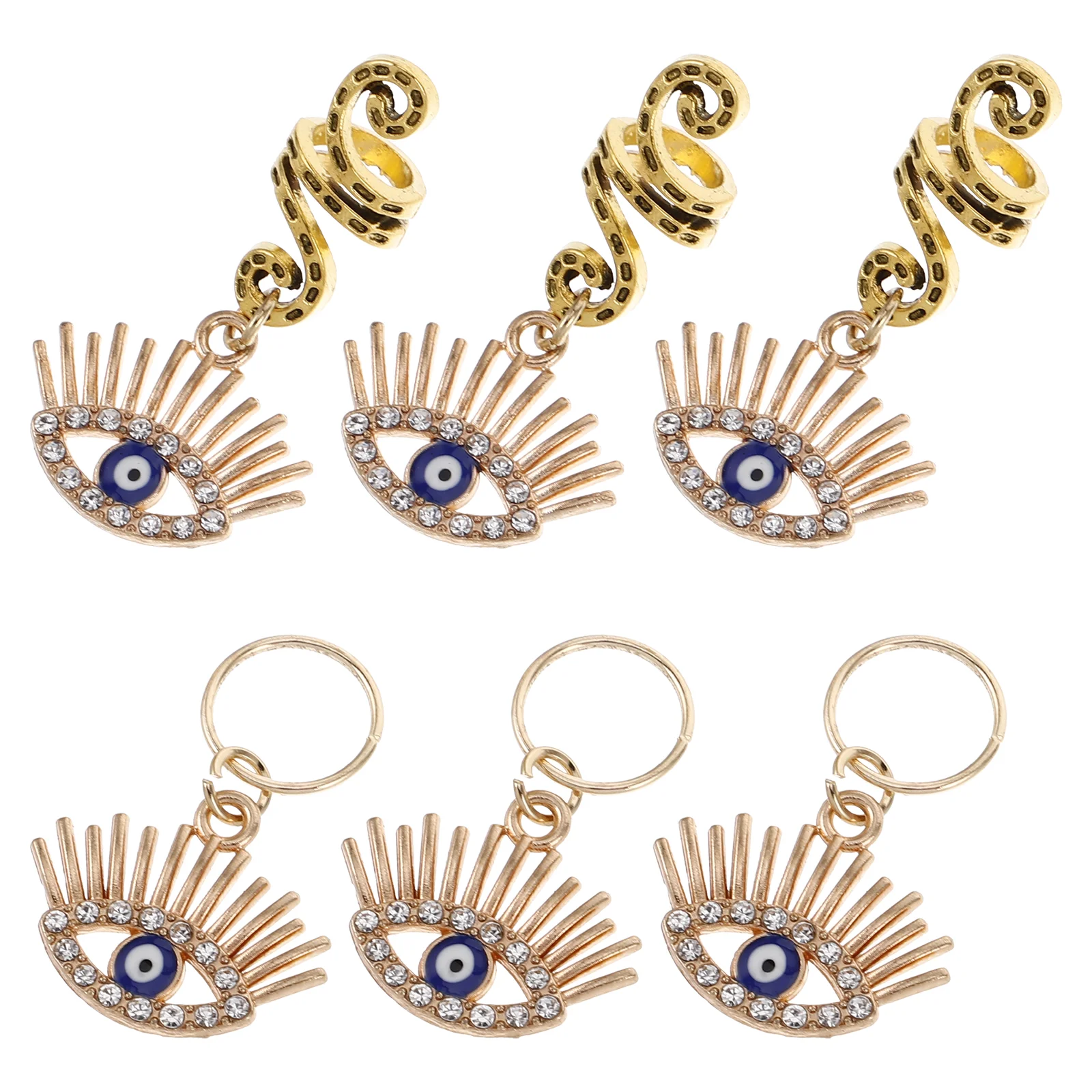 

6 Pcs Snake Braided Hair Accessories Evil Eye Earrings Studs Pink Barrette Shine Clip Metal Stone Clips Clamps Barrettes