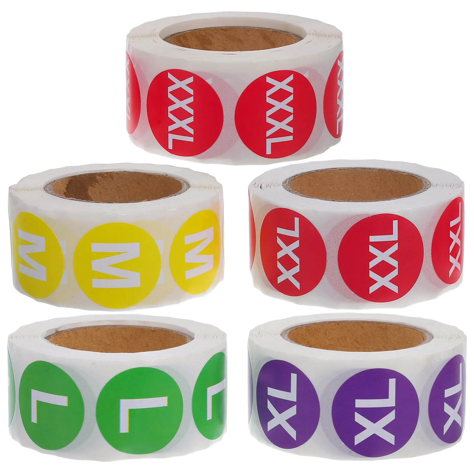 

5 Rolls Round Multi-Color Size Labels for Clothing Adhesive Size Stickers with White Lettering Easy Identification Inventory