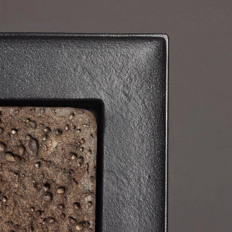 Tee-Tablett aus Naturstein, quadratisch, mit Wasserablauf und Aufbewahrung, handgefertigt, im Vintage-Chinesischen Stil, Gongfu-Teeset, Wabi-Sabi Zen, Heim- und Bürodekoration – Detail 4
