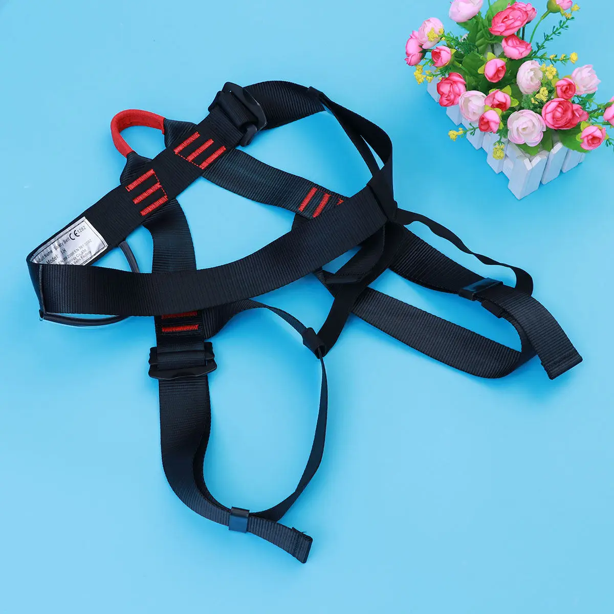

Climbing Harness Black Adjustable Waist Leg Rings For Mountain Climbing Rappelling Fire Rescue Caving High Strength