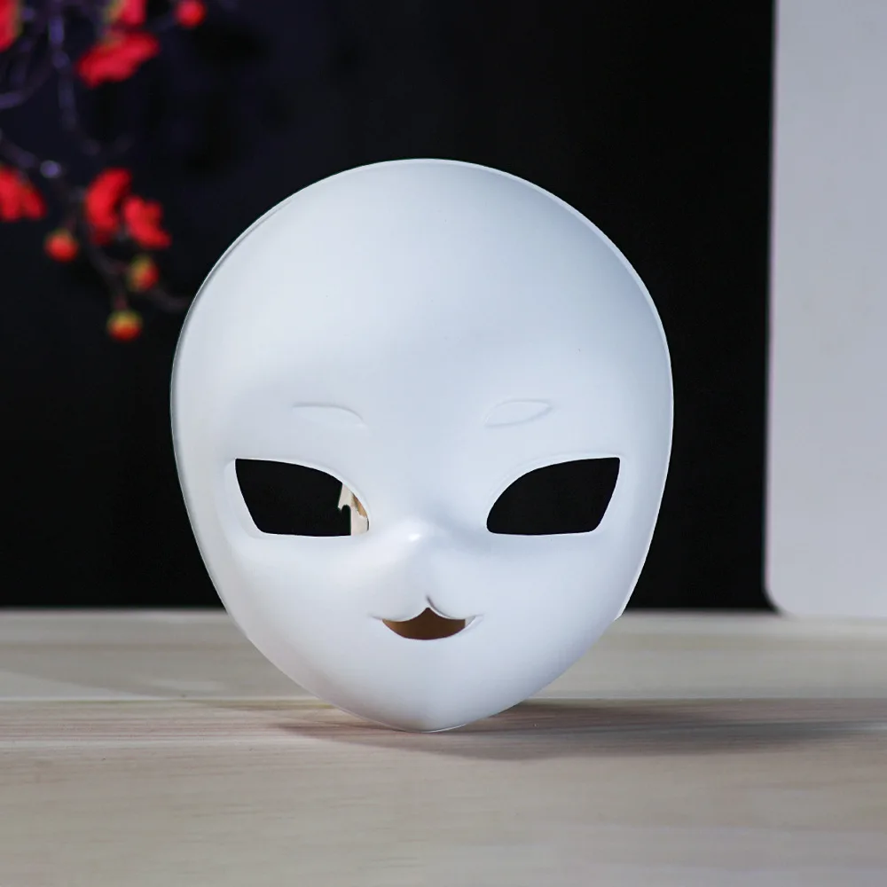 Cute Full Face White Mask DIY Blank Matte PVC Masks Halloween Party Masquerade Cosplay Dress Up Props