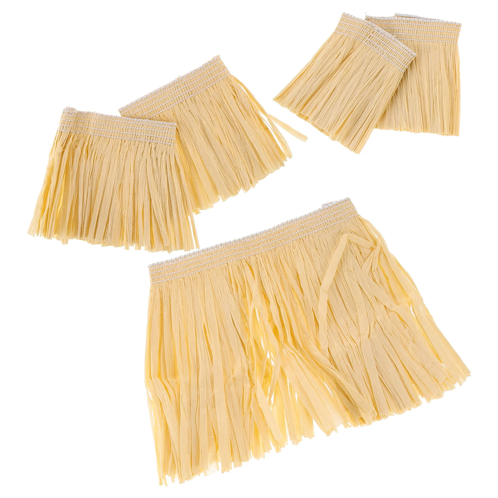 

5Pcs Grass Skirt Props Fringe Tassel Garland Luau Costume Hula Yellow Hawaii Dress Eco Material Stretchable Bands Beach Island