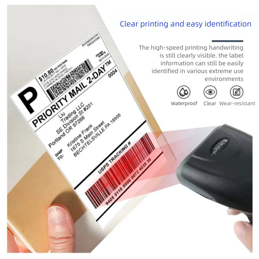 500PCS White Thermal Sticker Self-Adhesive Rectangle FBA Express Waybill Oil-proof High Viscosity Direct Thermal Label