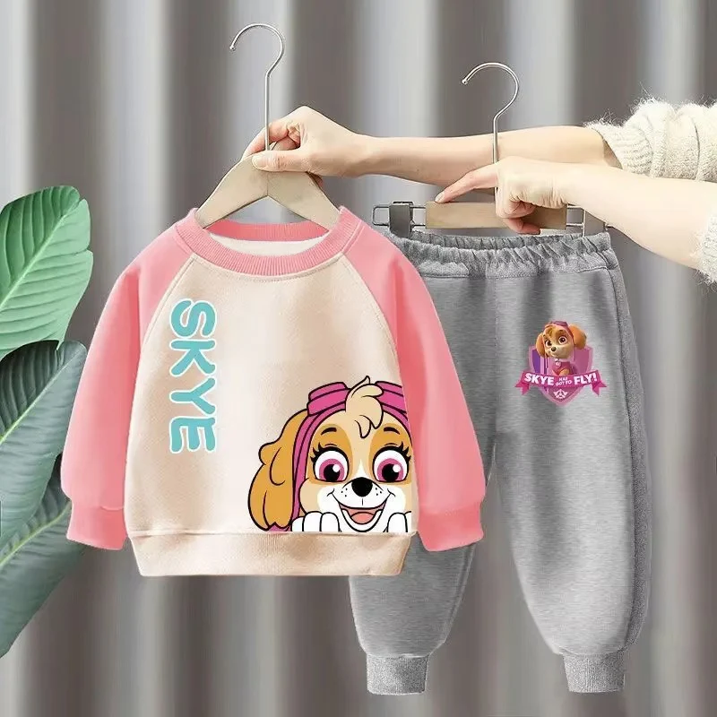 Autumn Winter Baby Girl Boy Clothes Set Children Cartoon Printing Sweatshirt Top and Pants Bottom 2 Piece Suit Cotton Tracksuit