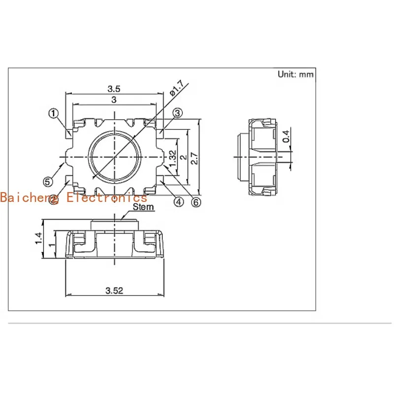 20 PZ SKSGPCE010 patch 6 pin 3 * 2.7 * 1.4 pulsante leggermente touch piccolo microinterruttore