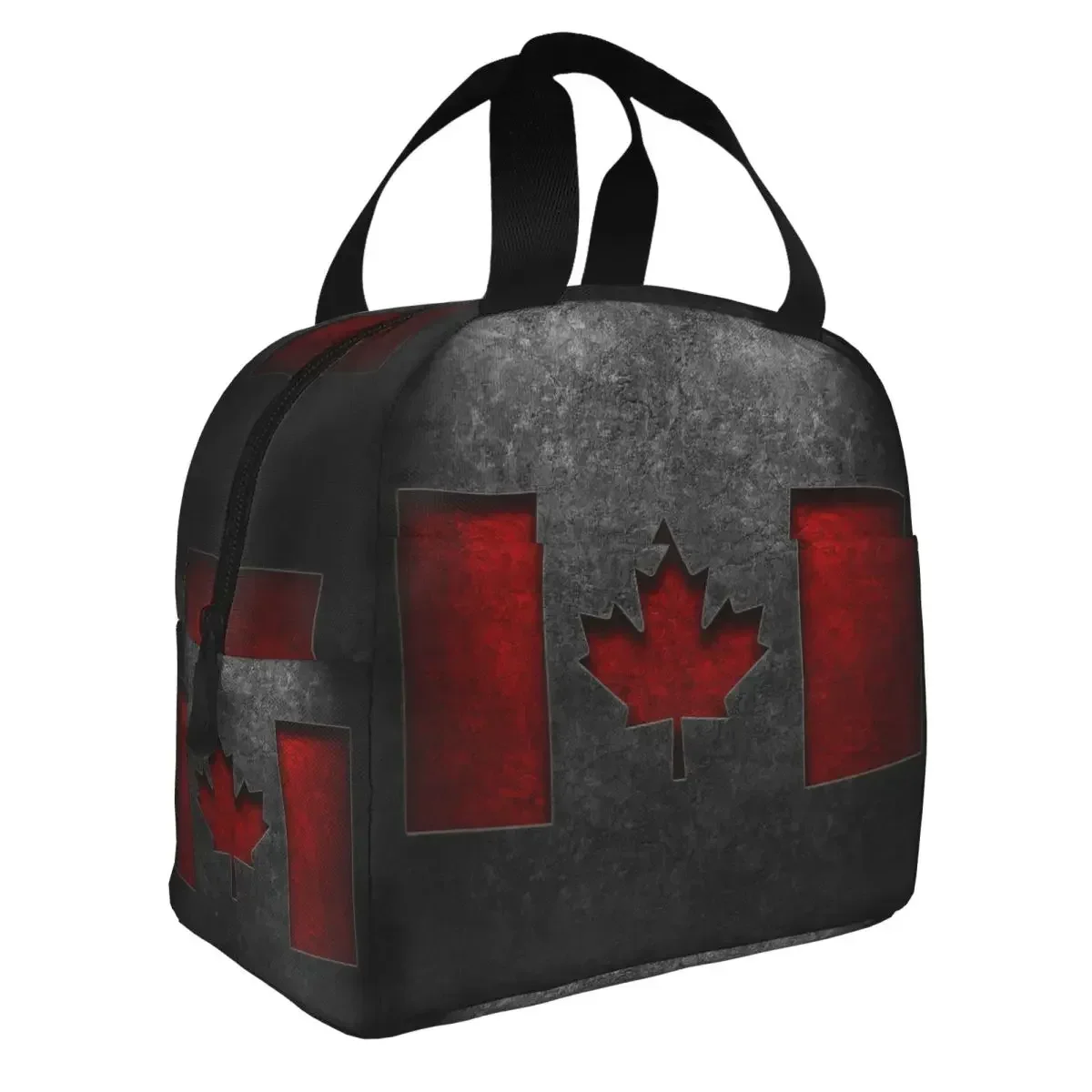 Custom Bag Custom Canada Flag Thermal Insulated Lunch Bags Women Textured Canadian Flag Resuable Lunch Container Travel Storage