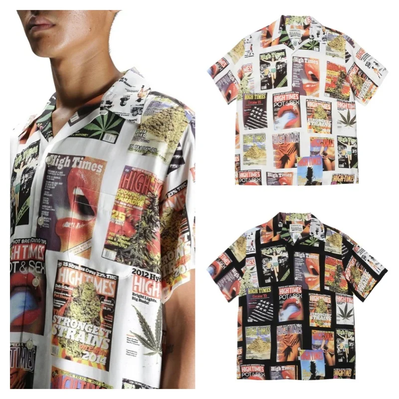 

WACKO MARIA Best quality Hatsune Miku Poster Lips Hawaii Short Sleeve Shirt Shirt Summer WACKO MARIA Shirt Tops