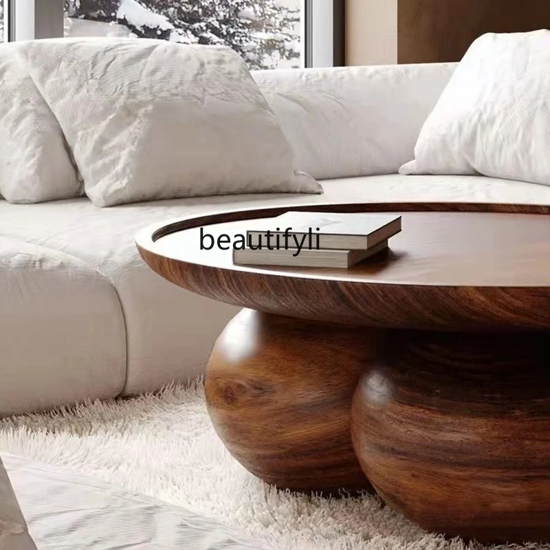 Coffee Table round  Italian Minimalist Nordic Solid Wood Round B & B round Coffee Table Solid Wood Table