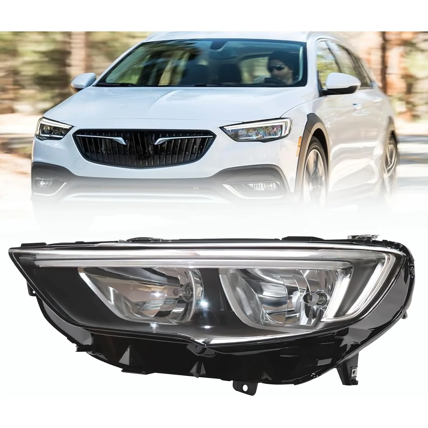 

LED DRL Projector Halogen Headlights, for 2018-2020 Buick Regal Sportback/TourX 39209175, 39209174 (Passenger Side)