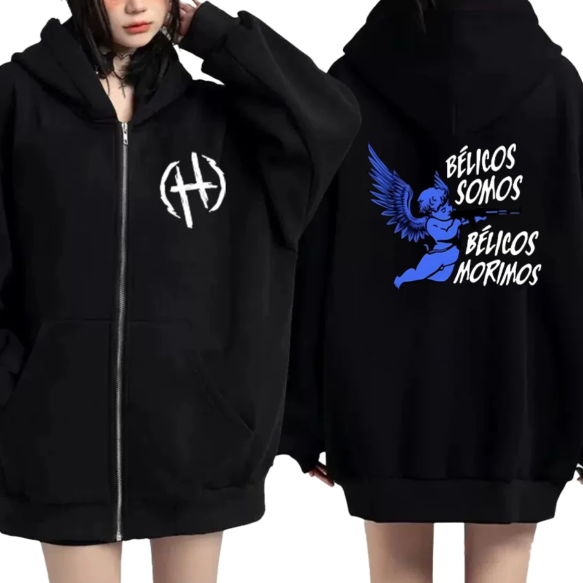 

Singer Junior H Sad Boyz Print Graphic Zipper Hoodie Men Women Long Sleeve Streetwear Style Fleece Coat Unisex Oversized Jacket