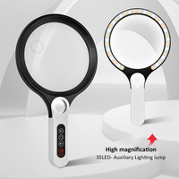 Illuminated Magnifier With 35LED Lights,135mm Large Lens Handheld Magnifying Glass For Seniors Reading Watch Repair