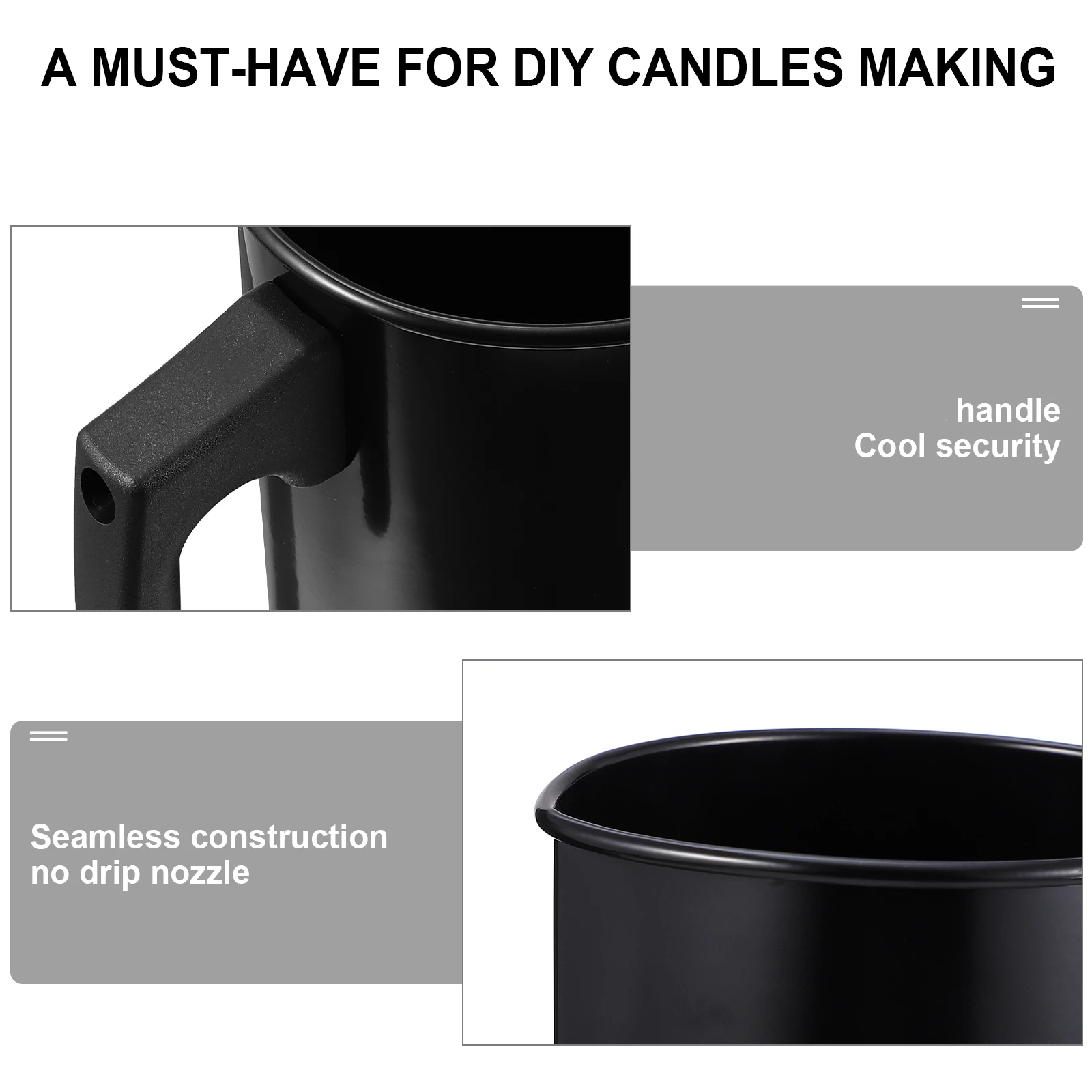 

C Making Wax Cup Black Pouring Pitcher DIY Crafts Soap Melting Pot Boiling Water Alloy Body Heat Resistant H Seamless