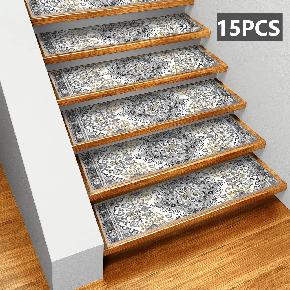 

15Pcs/Set Stair Tread Carpet Mats Self-adhesive Floor Mat Door Mat Step Staircase Non Slip Pad Protection Cover Pads Home Decor