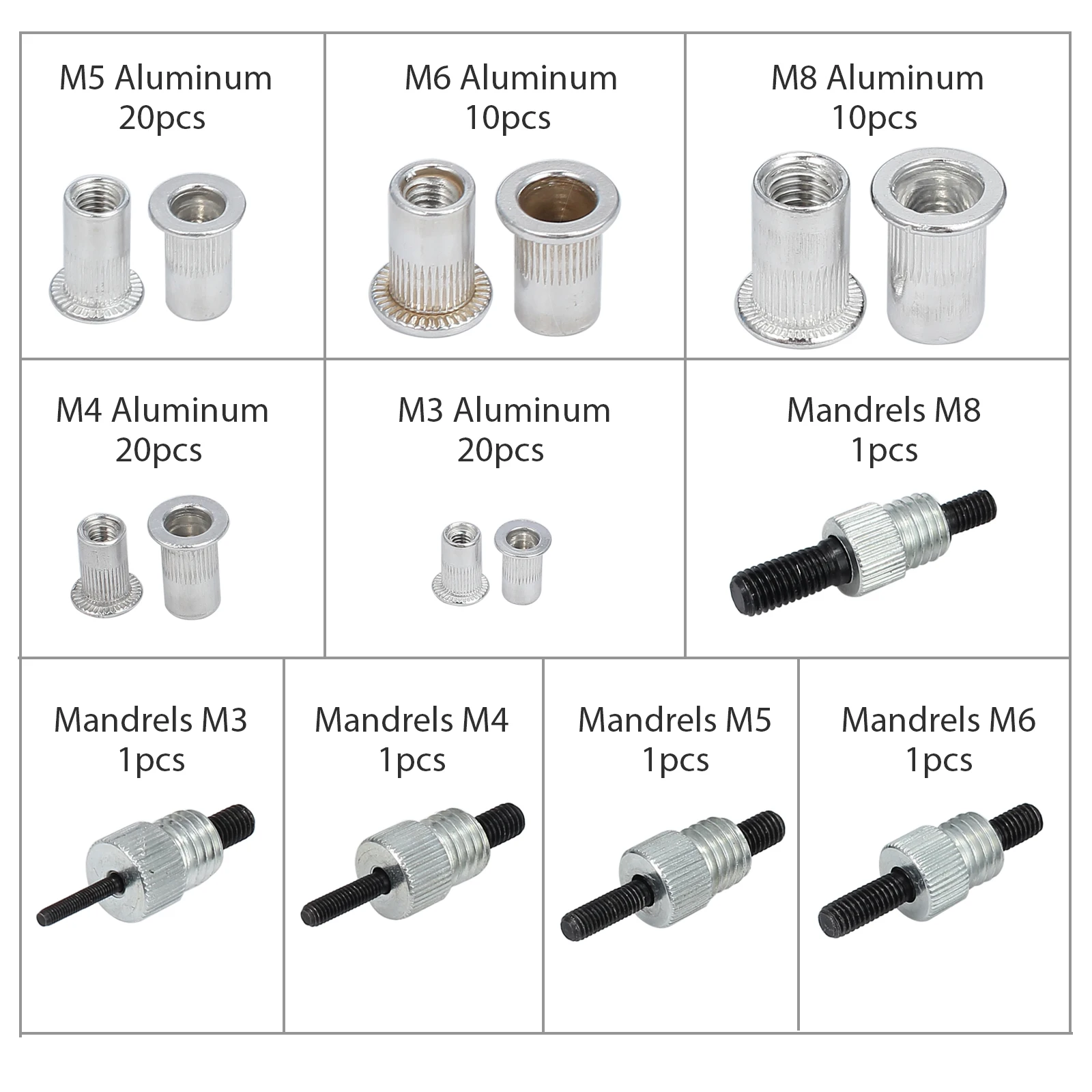 GARLLEN Nut Rivet ประแจปืน + 86Pcs M3-M8เกลียว Nut Rivet Riveter Rivnut Nutsert Gun Riveting Auto ซ่อมแซมเฟอร์นิเจอร์ชุดเครื่องมือ