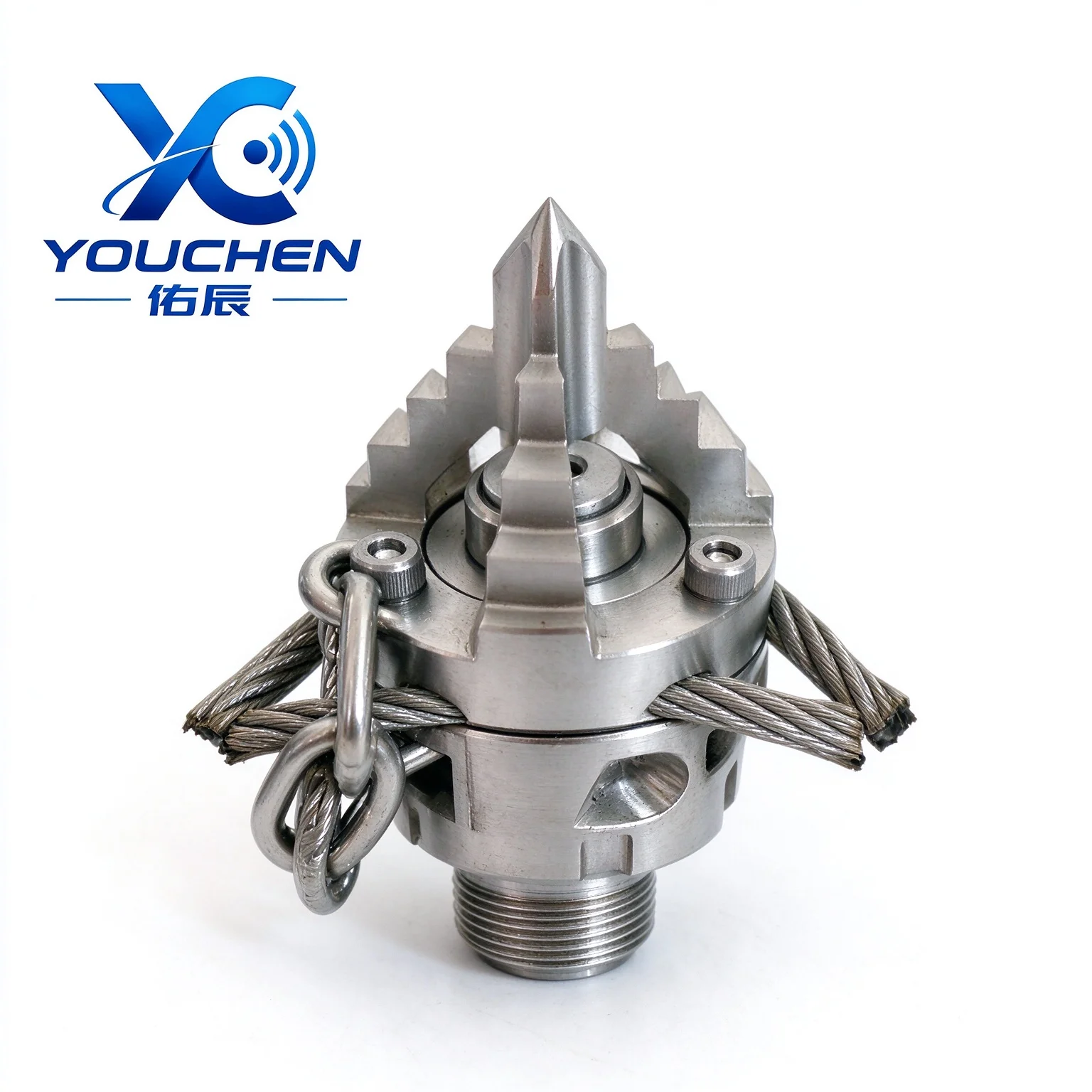 English: High Pressure Sewer Jetter Nozzle, Rotating Chain Cleaning Nozzle, Stainless Steel Pipe Blasting Nozzle for Removing Gr