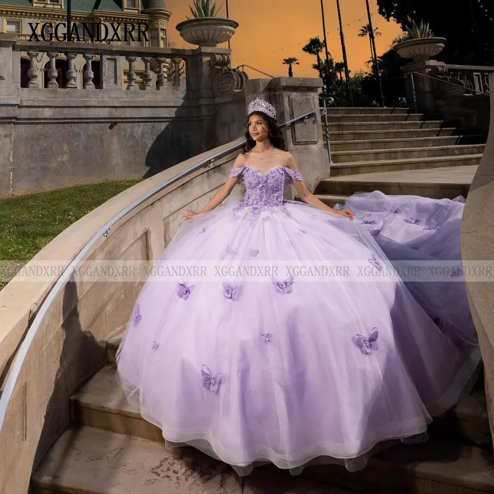 Customized Purple Ball Gown Quinceanera Dress 2025 Butterfly Princess Lilac Sweet 16 Vestido De XV Años Party Gown Birthday 15