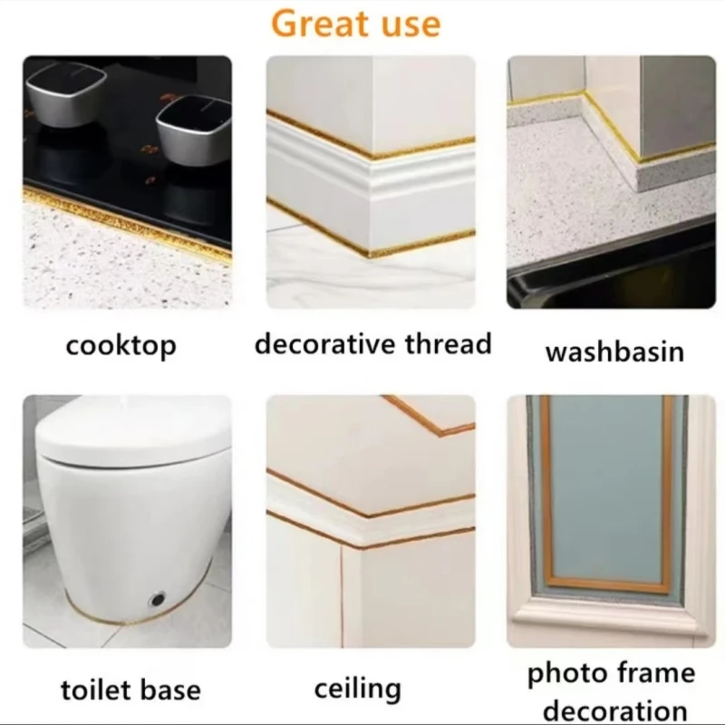 Bathroom Kitchen Accessories Sealing Strip Caulk Beautification Tape Self Adhesive Waterproof For Wall Stickers Sink Edge Tape
