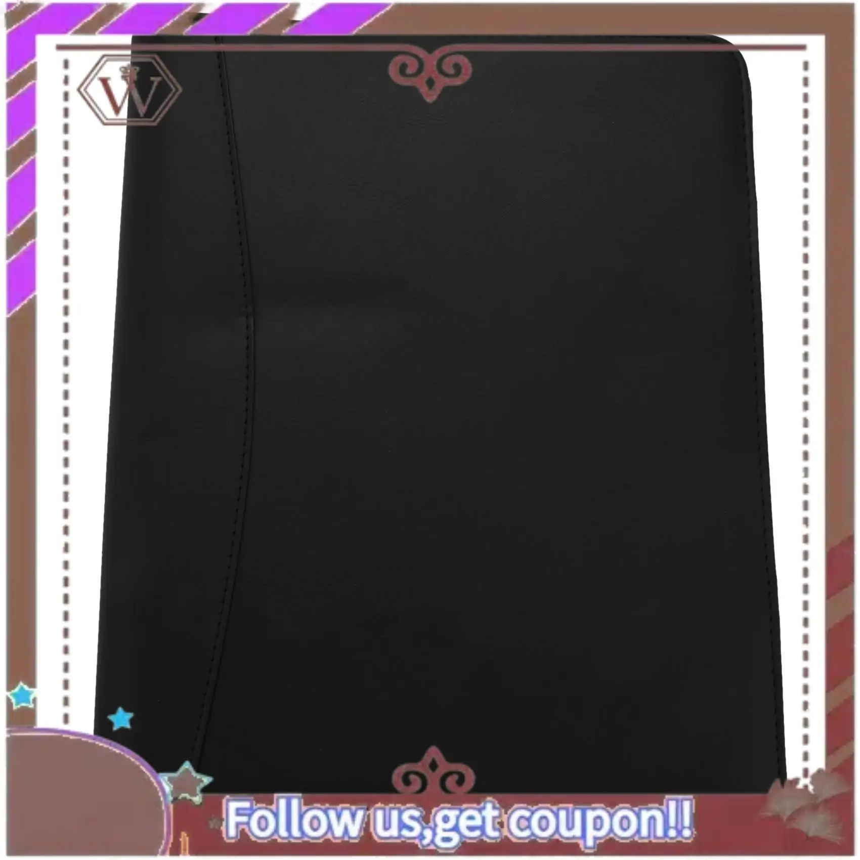 ABBG-A4 Leather 3 Ring Portfolio Binder Business Binder Padfolio With Notebook Pad For Interview & Business