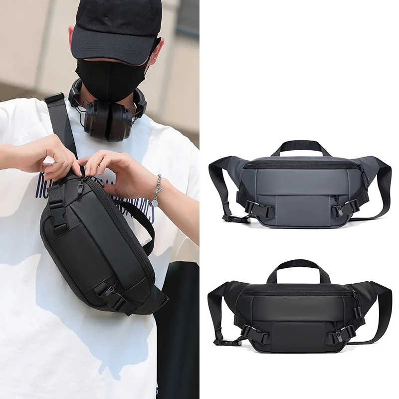 

Nylon Waterproof Ride Waist Bag Fashion Business Handbag Fanny Pack Men Belt Bag Casual Travel Male Shoulder Crossbody Chest Bag