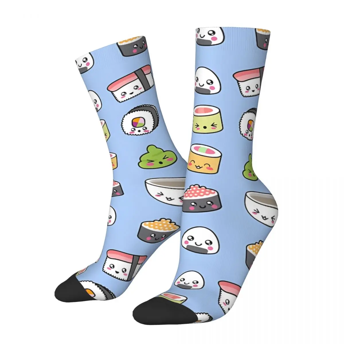 Happy Kawaii Sushi Pattern Men's Socks Vintage Harajuku Street Style Novelty Casual Crew Sock