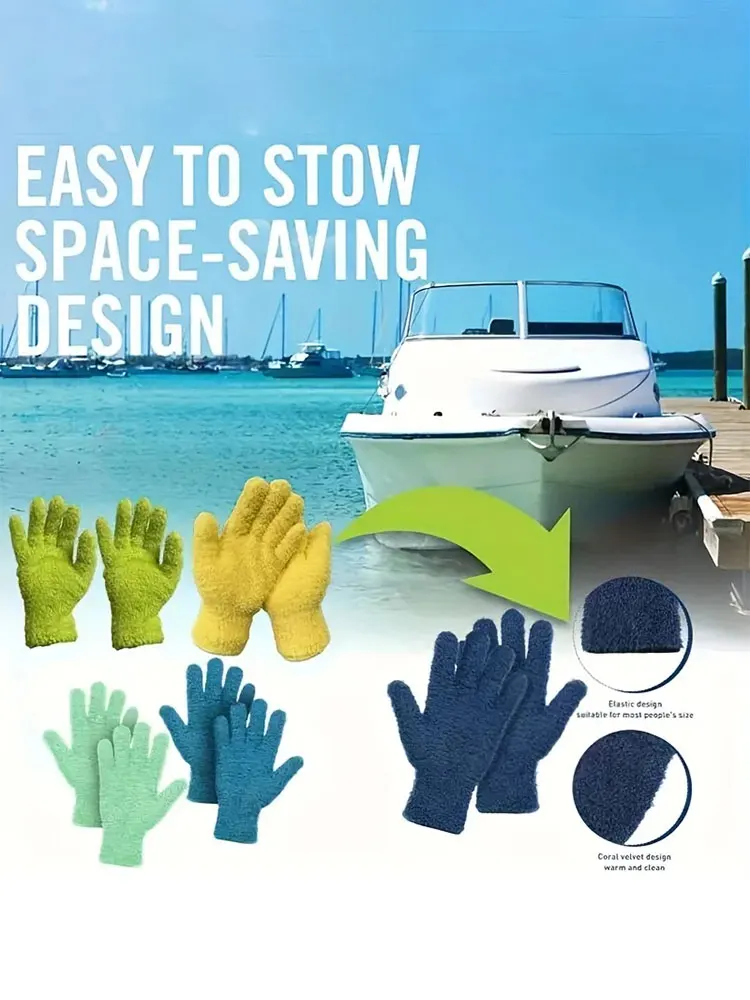 1pc Microfiber Coral Fleece Cleaning Glove Car Washing Detailing Mittens Household Dust Wiping Lint Removal Warm Dust Cleaning