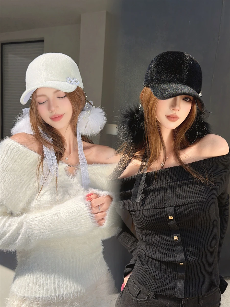 cappellino-da-baseball-alla-moda-a-strati-con-ciondolo-a-forma-di-pallina-di-pelo-originale-niuyang-cappello-a-becco-d'anatra-corto-in-velluto-cappello-da-donna-in-fibra-di-poliestere