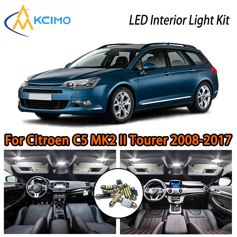 

Long Life LED Interior Lights For Citroen C5 MK2 II Tourer 2008-2017, White Ice Blue Two Color Choice Easy Install