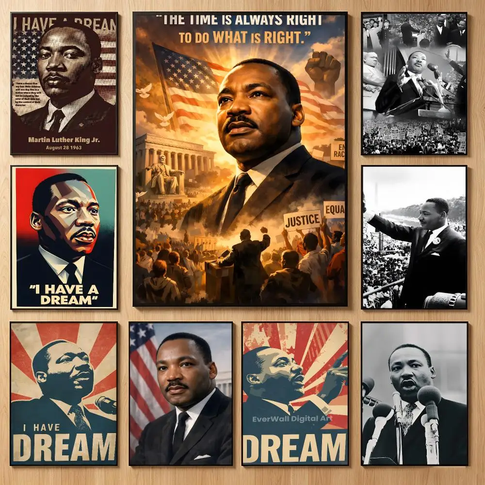 Inspiring Historical Figure M-Martin Luther King Poster Classic Self-Adhesive PP Wall Sticker for Living Room Bar Decor Gift