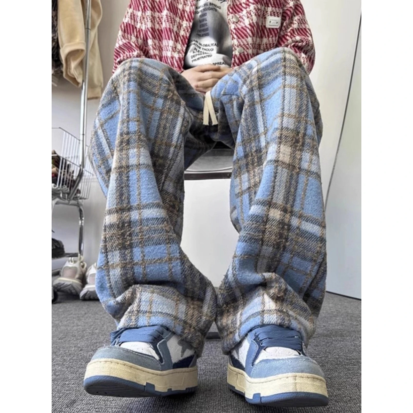 

Extra Large 300 Pou Woolen Pants Loose BF Lazy Sle Men's American Loose Straight Leg Casual Long Pants