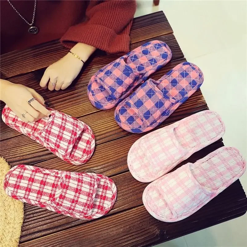 Pure Cotton Fabric Cloth Bottom Cloth Slippers Wood Floor Floor Tiles Mute Indoor Soft Bottom Female Home Home Four Seasons