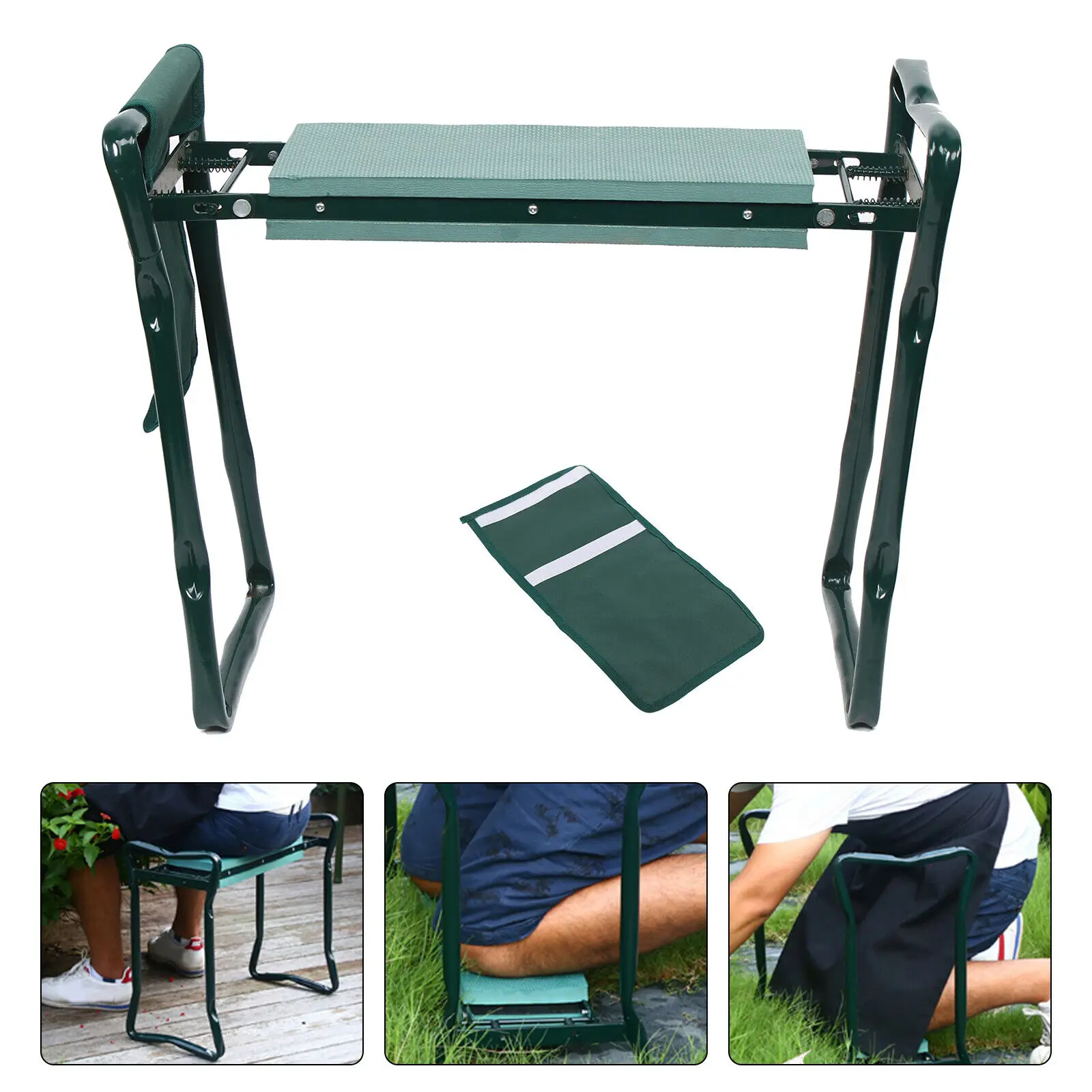 60x27x49CM Portable Foldable Garden Kneeler Bench Kneeling Stool Thicken Soft EVA Pad Seat Cushion W/ Storage Pouch