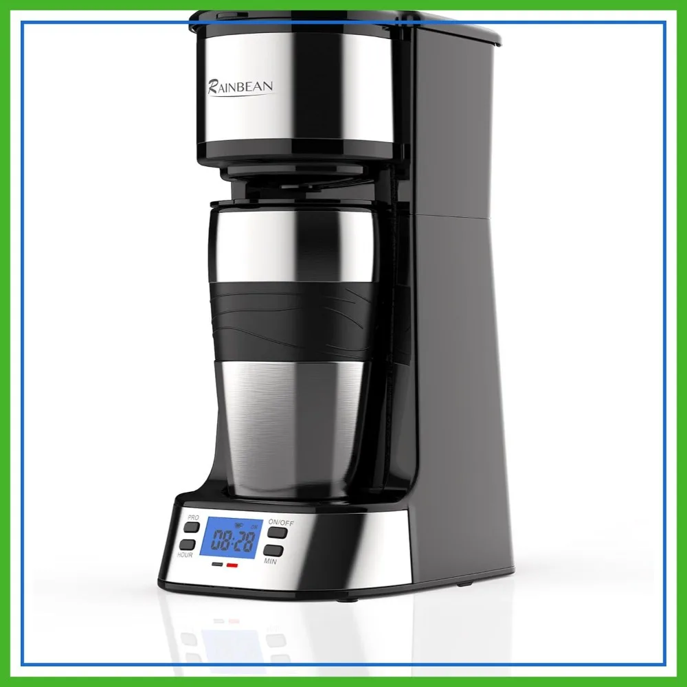 

Single Serve Coffee Maker, Programmable Timer Auto Start/Off, 14 Oz Cup, 700W Quick Brewing, Perfect Gift