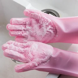 Silicone Gloves Household Dishwashing Rubber Gloves Kitchen Cleaning Tools Fruits Cleaning Gloves Anti Slip Wear-resistant